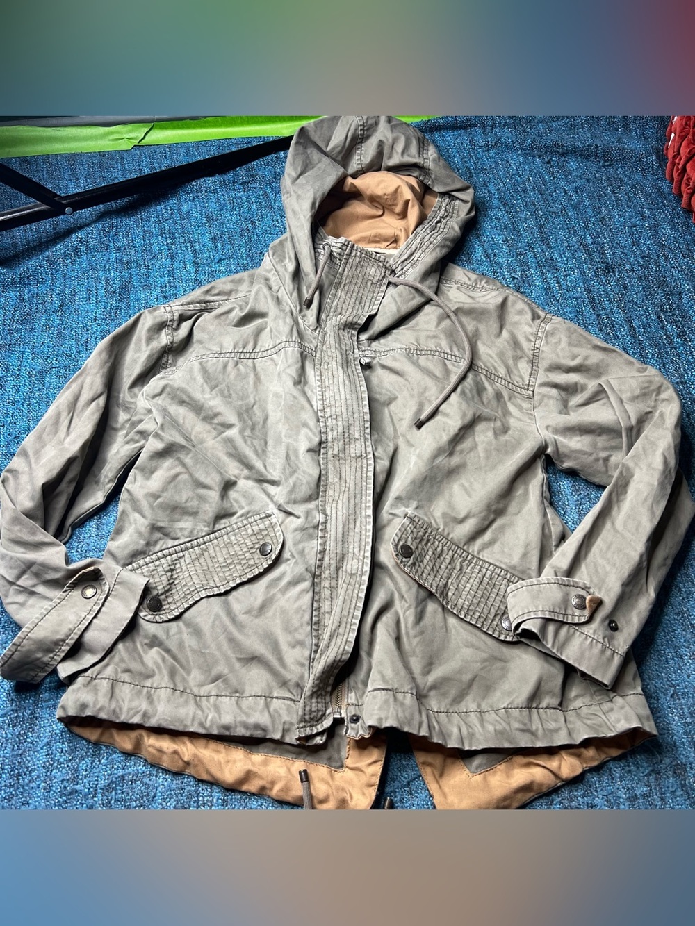 Abercrombie & Fitch Military Style Jacket in Green Tan Women's Size Small